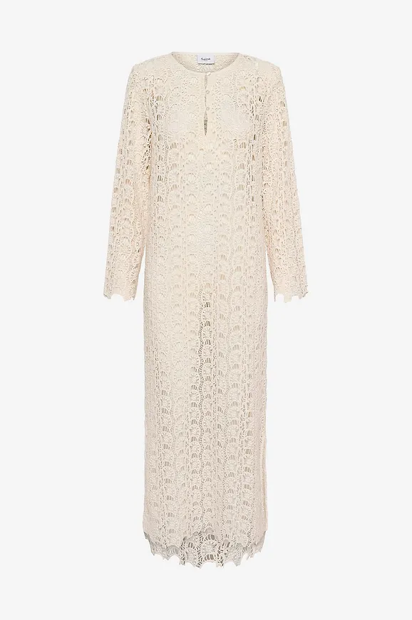 Vit bomullsklänning med lång ärm från Saint Tropez för dam 2026